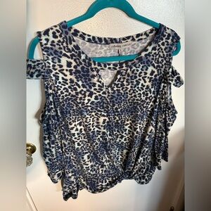 Absolutely Famous Navy Leopard Print Blouse